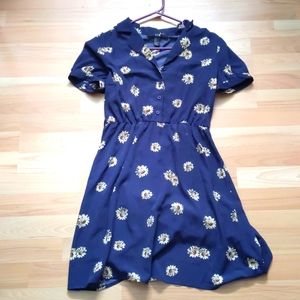 Blue sunflower vintage style dress